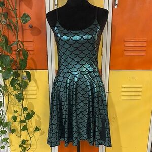 Mermaid Scale Green Dress POCKETS